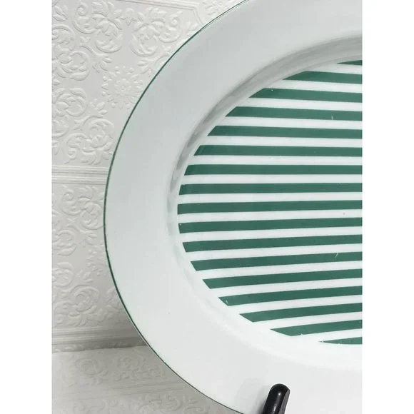 Rauschert Culinary Editions Porcelain Service Platter 14 Inch Green White Stripe